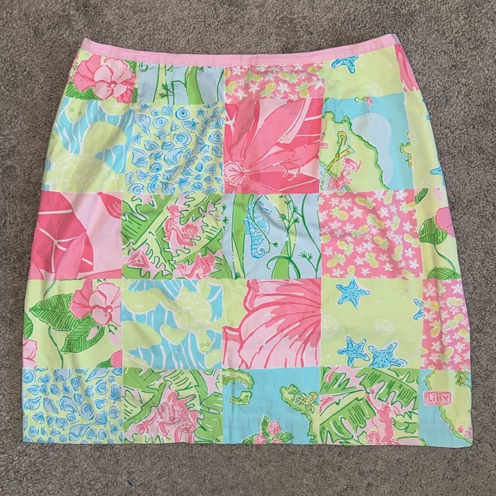 Lilly Pulitzer 10 vintage skirt shells sea horses starfish women’s beach pastel